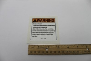 Genie Lift Part # 38111GT - DECAL,WARNING,BRAKE RELEASE***, EA