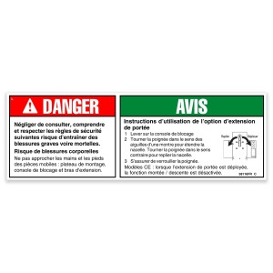 Genie Lift Part # 38116FRGT - DECAL,DANGER,OUTRCH SAFE/SETUP, EA