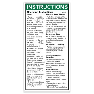 Genie Lift Part # 38119GT - DECAL,NOTICE,OPER.INST.,IWP-S, EA