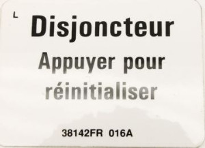 Genie Lift Part # 38142FRGT - DECAL, LABEL, CIRCUIT BREAKER, EA