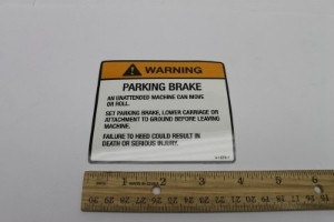 Genie Lift Part # 4-1579-1GT - DECAL,PARK BRAKE, EA