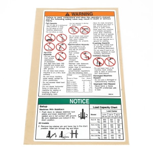 Genie Lift Part # 40513GT - DECAL,WARNING/SAFETY-SLC, EA