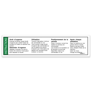 Genie Lift Part # 43089FRGT - DECAL,INSTR-OPER,GCP, EA
