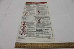 Genie Lift Part # 43091FRGT - DECAL,DANGER,GENERAL SAFETY, EA