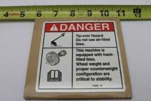 Genie Lift Part # 43595GT - DECAL,DANGER,TIP-OVER,TIRES***, EA
