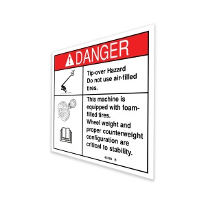 Genie Lift Part # 43595GT - DECAL,DANGER,TIP-OVER,TIRES***, EA