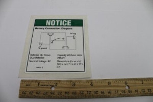 Genie Lift Part # 43616GT - DECAL,NOTICE,BATTERY CONNECT, EA