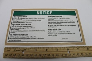 Genie Lift Part # 43653GT - DECAL,NOTICE,GRD OPER INSTRUCT, EA