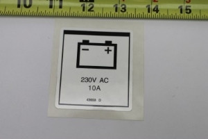 Genie Lift Part # 43658GT - DECAL, LABEL, PWR TO CHARGER 230 EU, EA
