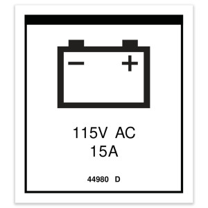 Genie Lift Part # 44980GT - DECAL, LABEL, PWR TO CHARGER 115 UK, EA