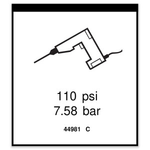 Genie Lift Part # 44981GT - DECAL LABEL AIRLINE 110PSI, EA