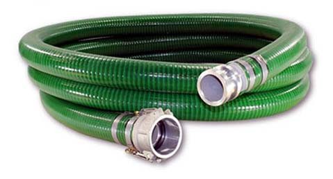 Multiquip HSQ220 2 x 20 ft reinforced PVC suction hose with cam and groove lock couplers, designed for secure and efficient water transfer in pumping applications.