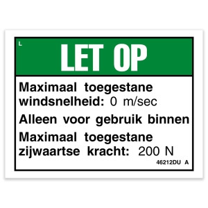 Genie Lift Part # 46212DUGT - DECAL, NOTICE, SIDE FORCE/WIND, EA