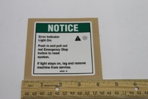 Genie Lift Part # 46238GT - DECAL,NOTICE,ERROR LIGHT, EA
