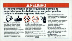 Genie Lift Part # 46262SPGT - DECAL,DANGER,BATTERY SAFETY, EA