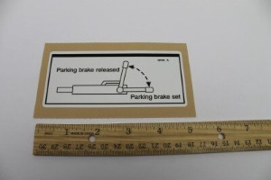Genie Lift Part # 48723GT - DECAL,LABEL,PARKING BRAKE,ANSI, EA