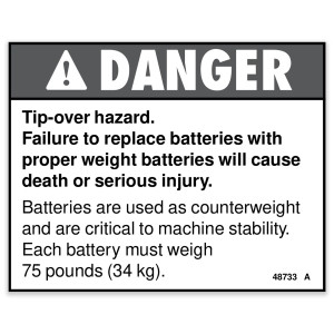 Genie Lift Part # 48733GT - DECAL,DANGER,TIP-OVER HAZARD, EA