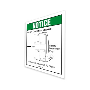 Genie Lift Part # 48734GT - DECAL,NOTICE,BATTERY CONNECT, EA
