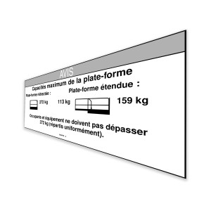 Genie Lift Part # 52062FRGT - DECAL, NOTICE, MAX CAP 600 CE, EA