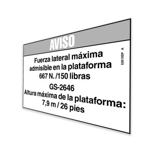 Genie Lift Part # 52610SPGT - DECAL, NOTICE, SIDE FRC, 2646ANSI,, EA