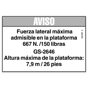 Genie Lift Part # 52610SPGT - DECAL, NOTICE, SIDE FRC, 2646ANSI,, EA