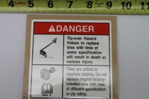 Genie Lift Part # 52672GT - DECAL,DANGER,TIPOVER HAZARD***, EA