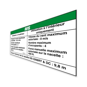 Genie Lift Part # 52803FRGT - DECAL,NOTICE,SIDE FRC,3268CE, EA