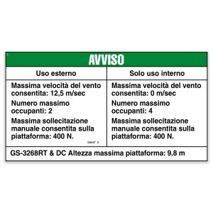 Genie Lift Part # 52803ITGT - DECAL,NOTICE,SIDE FRC,3268CE**, EA