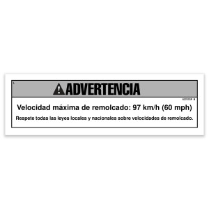 Genie Lift Part # 62707SPGT - DECAL,WARNING,MAX TOWING SPEED, EA