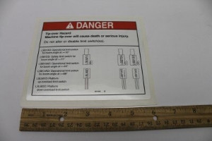Genie Lift Part # 65186GT - DECAL,DANGER DO NOT ALTER SWTC, EA