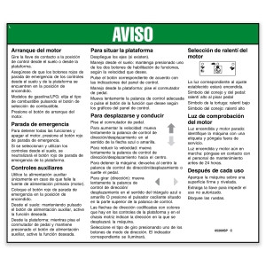 Genie Lift Part # 65269SPGT - DECAL,NOTICE,OPERATING INST., EA