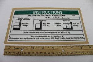 Genie Lift Part # 72155GT - DECAL,MAX CAPACITY (350LB),GR, EA