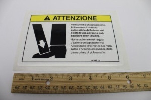 Genie Lift Part # 72186ITGT - DECAL,DANGER CRUSHING HAZARD**, EA