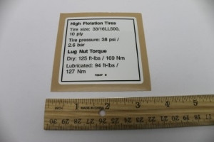 Genie Lift Part # 72847GT - DECAL,NOTICE,HI FLOAT TIRES, EA