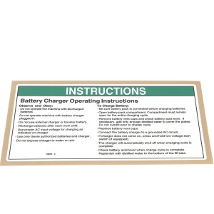 Genie Lift Part # 72970GT - DECAL,INSTRUCTIONS-CHARGER OP, EA