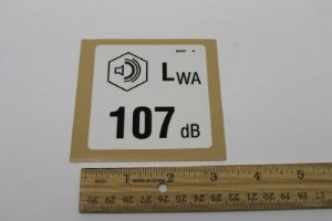 Genie Lift Part # 82247GT - DECAL,LABEL,107 DB***, EA