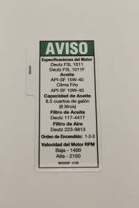 Genie Lift Part # 82280ITGT - DECAL,NOTICE,MX CP,GS43 1DK OR, EA