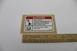 Genie Lift Part # 82314GT - DECAL,DANGER,TIP-OVER, EA