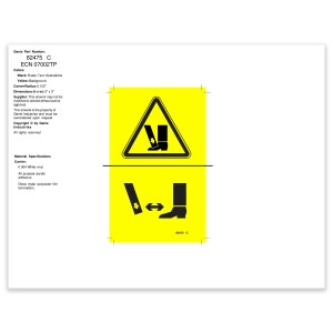 Genie Lift Part # 82475GT - DECAL,WARNING,CRUSHING HAZARD, EA