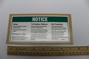 Genie Lift Part # 82477GT - DECAL,NOTICE,OP INST,PLATFORM, EA