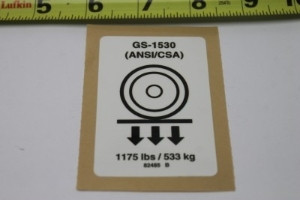 Genie Lift Part # 82485GT - DECAL,LABEL,WHEEL LOAD 1530, EA