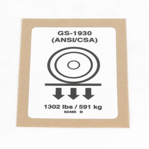 Genie Lift Part # 82486GT - DECAL,LABEL,WHEEL LOAD 1930, EA