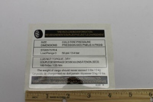 Genie Lift Part # 82491GT - DECAL,NOTICE,TIRE SPECS,TZ34, EA