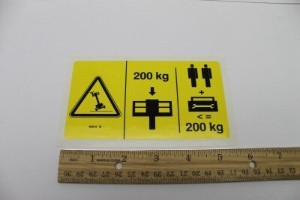 Genie Lift Part # 82612GT - DECAL,DANGER,MAX CAP,200KG, EA