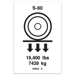 Genie Lift Part # 82623GT - DECAL,LABEL,WHEEL LOAD S80, EA