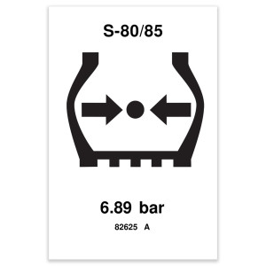 Genie Lift Part # 82625GT - DECAL,LABEL,TIRE PRESSURE S80, EA