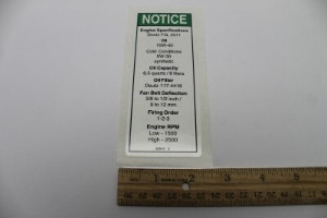 Genie Lift Part # 82645GT - DECAL,NOTICE,DEUTZ ENG SPEC***, EA