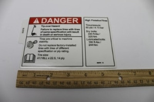 Genie Lift Part # 82678GT - DECAL,DANGER,HI-FLOAT TIRE, EA