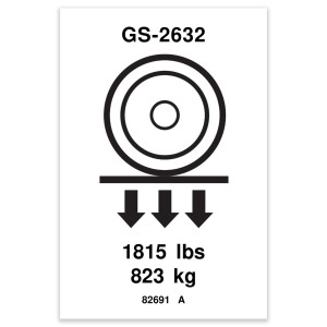 Genie Lift Part # 82691GT - DECAL,LABEL,WHEEL LOAD 2632, EA