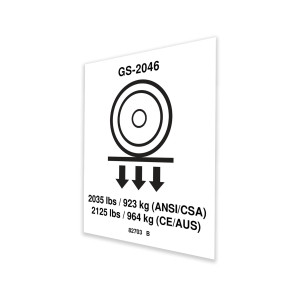 Genie Lift Part # 82703GT - DECAL,LABEL,WHEEL LOAD 2046, EA